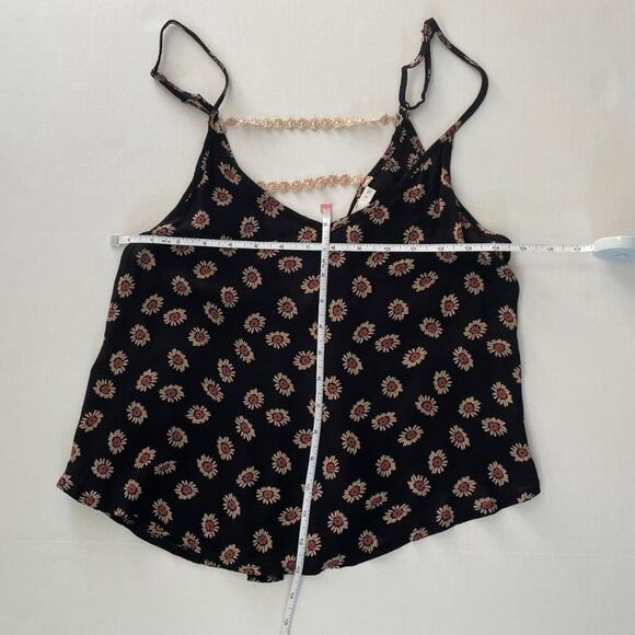 Lush Black, Pink, Floral Feminine Daisy Boho Camisole Spaghetti Strap Top, S - Picture 9 of 11